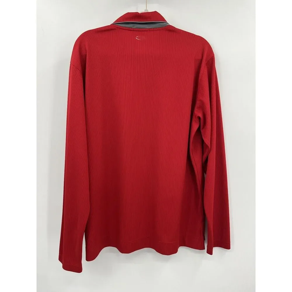 adidas clima 365 Men's Large Red Long Sleeve Pull Over Shirt Button L‎